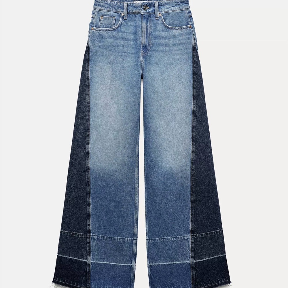Zara Mid-Rise Z1975 Wide Leg Combination Jeans
